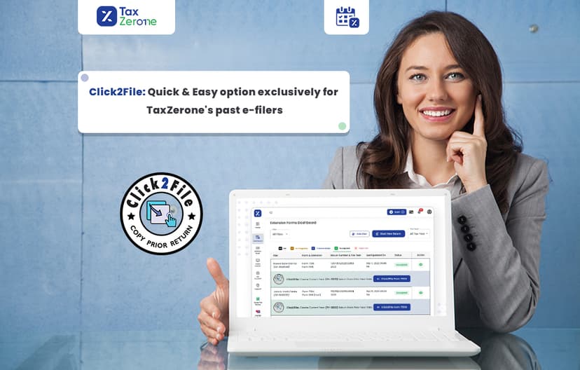 E-File Form 7004 in seconds with TaxZerone’s Click2File