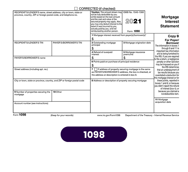 Form 1098, Mortgage Interest Statement