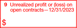 Box 9: Unrealized Profit or (Loss) on Open Contracts—12/31/2023