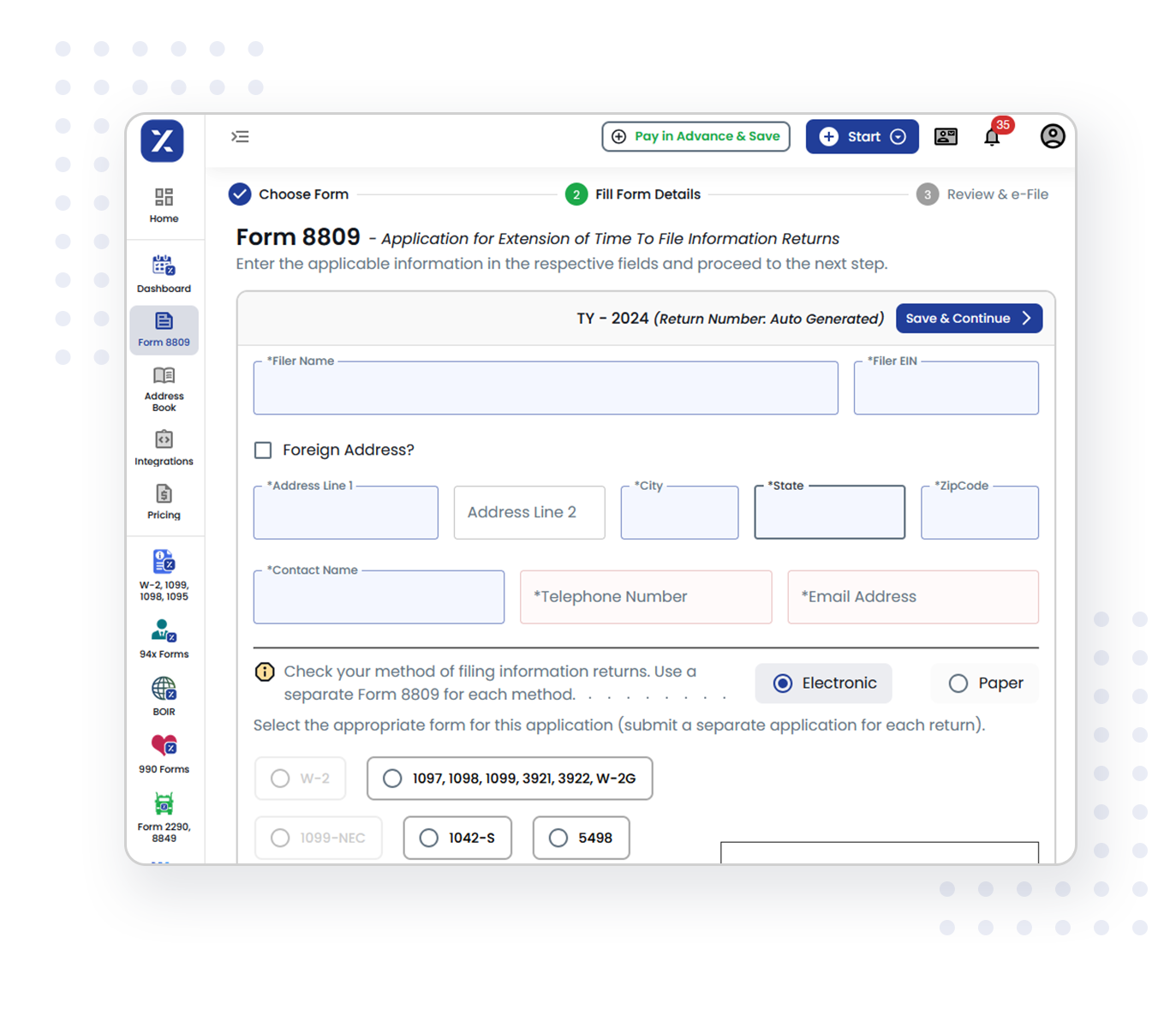 How to File Form 8809 Electronically for the 2024 Tax Year Using TaxZerone