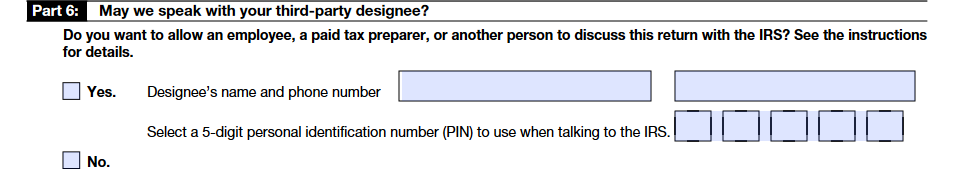 Third-party designee and Signing information