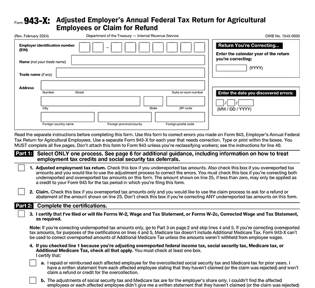 Correct any errors on previously filed Form 943.