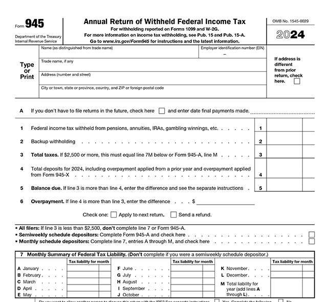 Annual Return of Withheld Federal Income Tax.