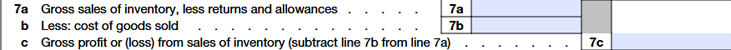 Line 7a - Sales of Inventory