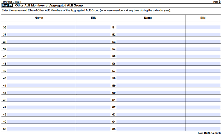 Part IV - Other ALE Members of Aggregated ALE Group 