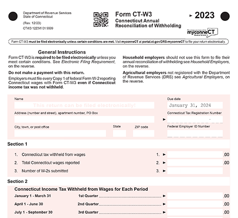 Connecticut Form CT-W3: W-2 Reconciliation