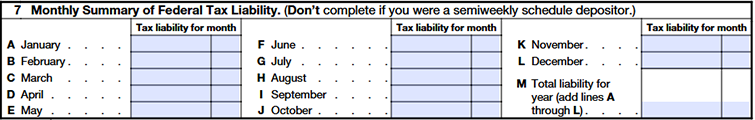 Step 4: Enter the details in line 7 if you are a monthly Depositor 