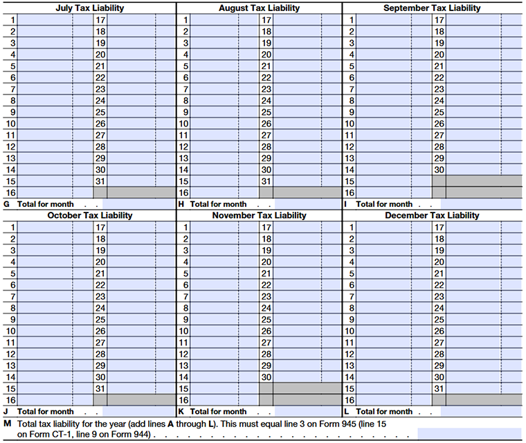 Enter the total tax withheld in each month in the respective fields