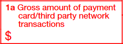 Box 1a: Gross Payment Card/Third Party Network Transactions