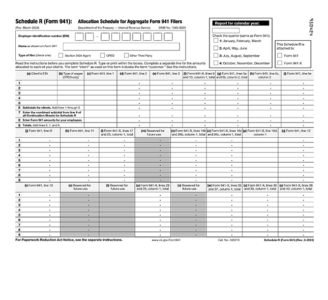  What details are required to submit Form 941 Schedule R online?