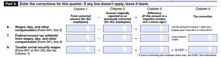 Part 3: Enter the Corrections for This Quarter