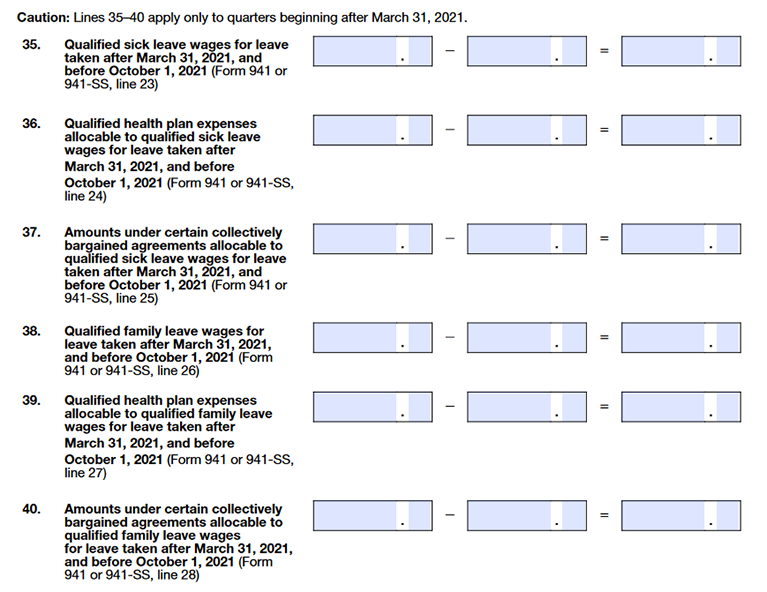 Caution: Lines 35–40 apply only to quarters beginning after March 31, 2021.
