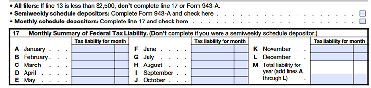 form 943 Federal Tax