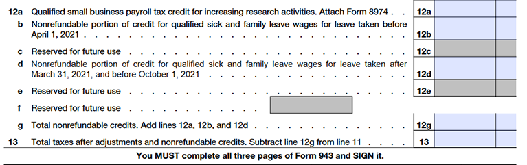 form 943 small business taxes