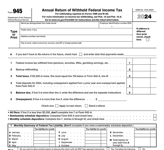 What is Form 945?