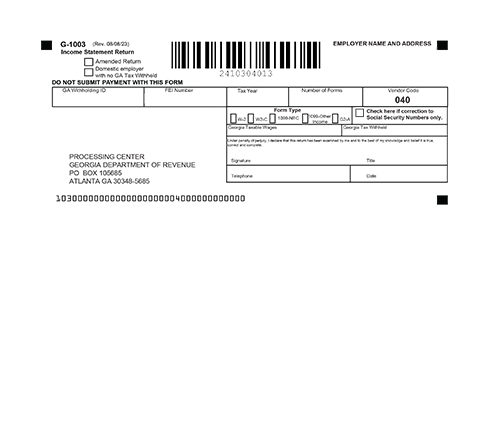 Georgia G-1003: Withholding Income Statement Transmittal