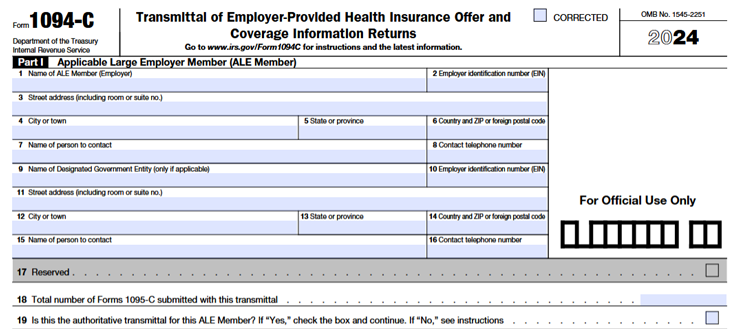 Part I - Applicable Large Employer Member (ALE Member)