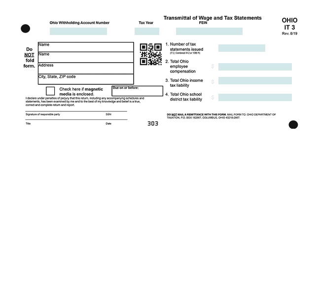 State of Ohio Form W-2 Reconciliation Form