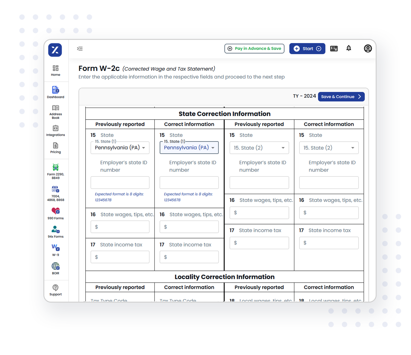 W-2c Corrections for Pennsylvania filings